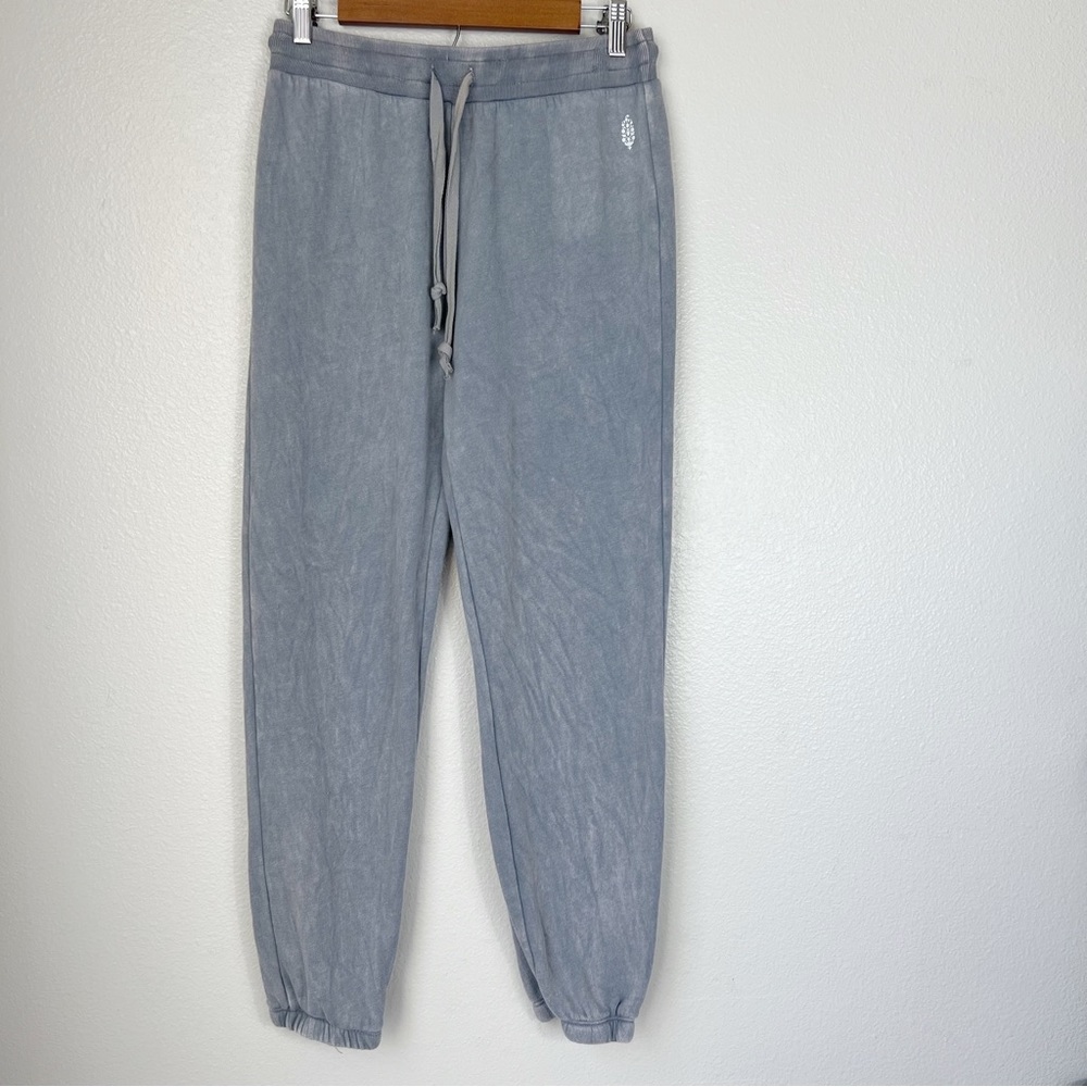 Free People Movement Blue/Grey Mineral Wash Fleece Relaxed Fit Size Small NEW